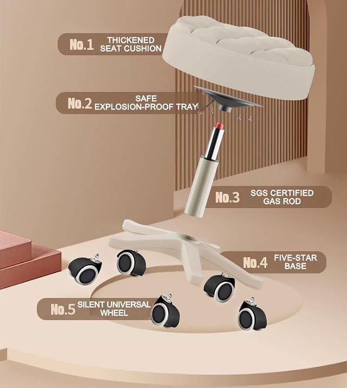 Small Chair Round Rolling Stool - Image 6