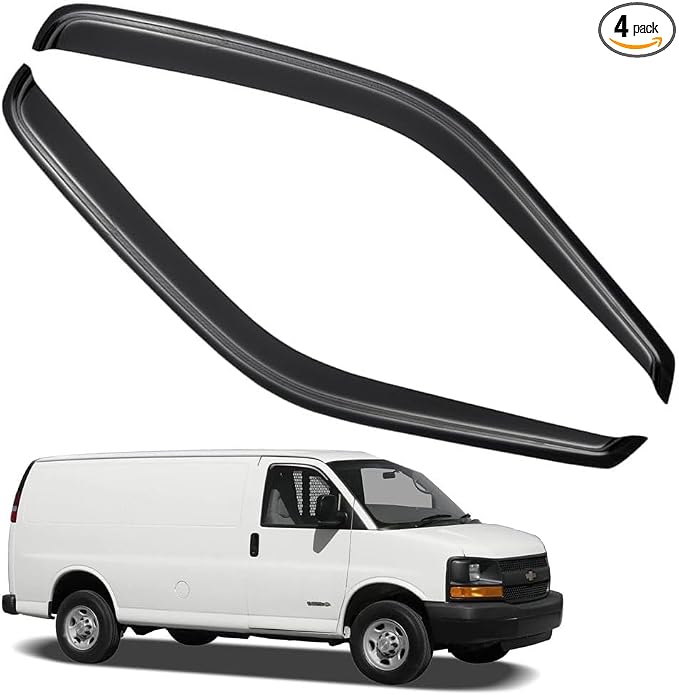 Rain Guards for Chevrolet Express Van 1996-2023/GMC Savana 1996-2023, Tape-on by LETINGFAR