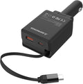 Retractable Car Charger, Total 75W Fast Charger 3 in 1 USB C Car Adapter by ADPROTECH
