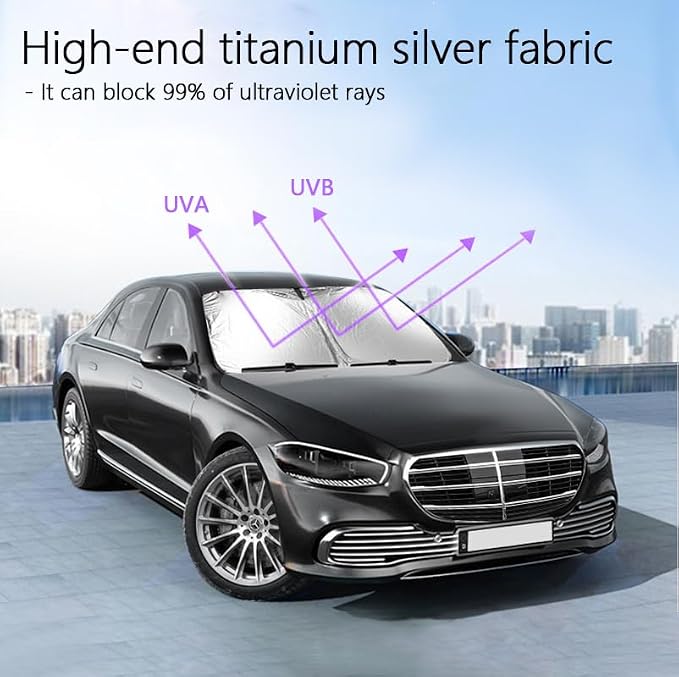 Car Windshield Sun Shade, Foldable Reflective Sun Visor, Sun Heat and UV Rays - Image 4