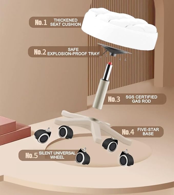 Small Chair Round Rolling Stool - Image 7