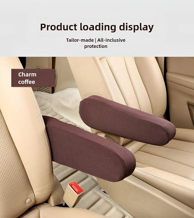 Automotive Black Cloth Fabric Armrest Covers - Image 3