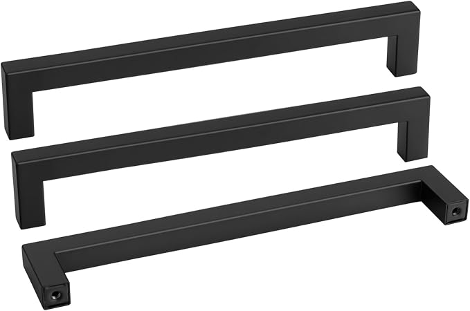 Goldenwarm 1 Pack Black Square Bar Cabinet Pull Drawer Handle Stainless Steel by goldenwarm