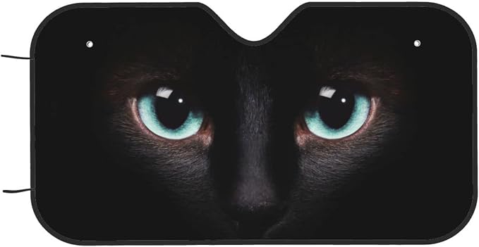 Black cat Eyes Car Windshield Sunshade Front Window Sun Visor Protector - Image 9