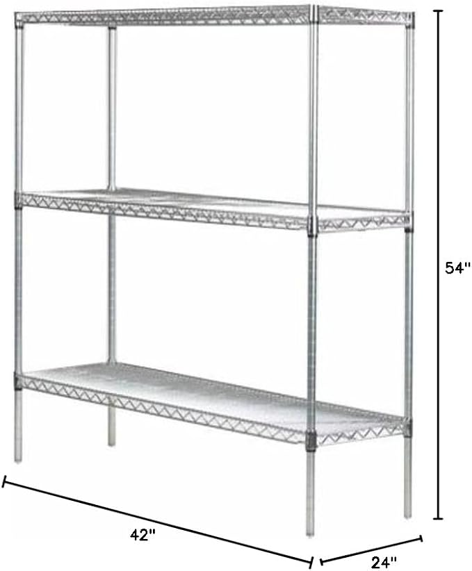 Omega 24" Deep x 42" Wide x 54" High 3 Tier Chrome Starter Shelving Unit - Image 2