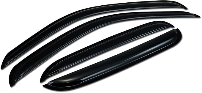 4Pcs Dark Smoke Tint Front Rear Window Deflector Sun/Rain/Wind Guards Shade by HS+Power
