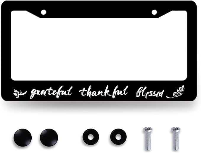 Thankful Grateful Blessed License Plate Frame Christian License Plate Holder by MUAWUOIK