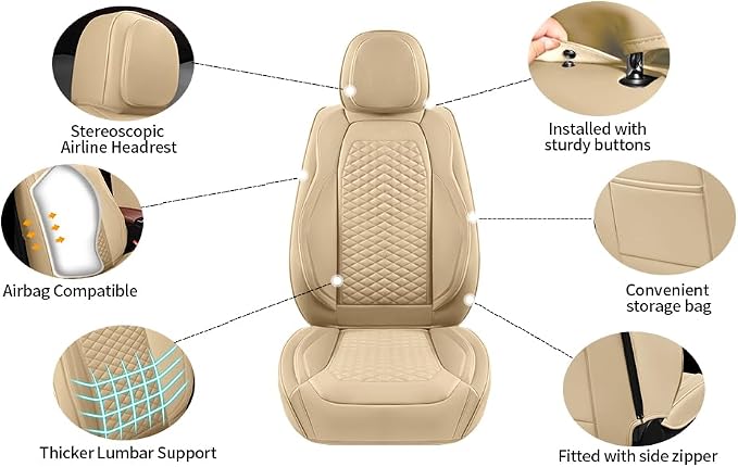 2 Packs Car Seat Covers Leather Car Seat Covers Universal Seat Covers - Image 6