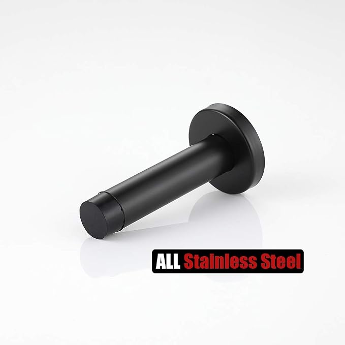 JQK Door Stopper Black, 304 Stainless Steel Thicken 1mm Sound Dampening Door - Image 7