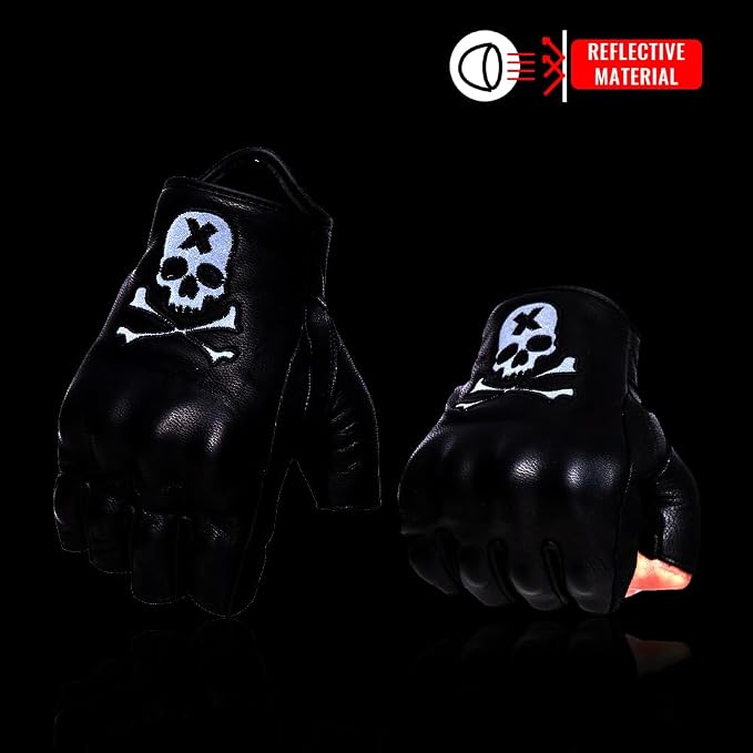 Goatskin Leather Motorcycle Motorbike Powersports Racing Gloves Reflective - Image 4