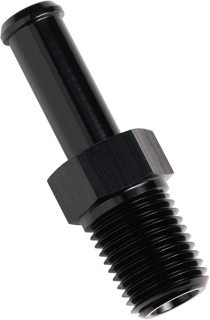 1/4 NPT Male to 3/8" Hose Barb Fitting Adapter Nipple Straight Aluminum Black by Podavelle