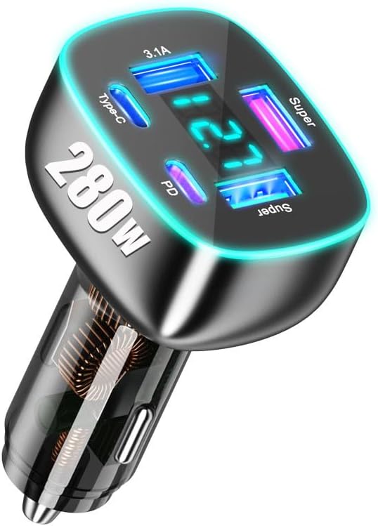 5 Port USB C Car Phone Charger by UYUXIO