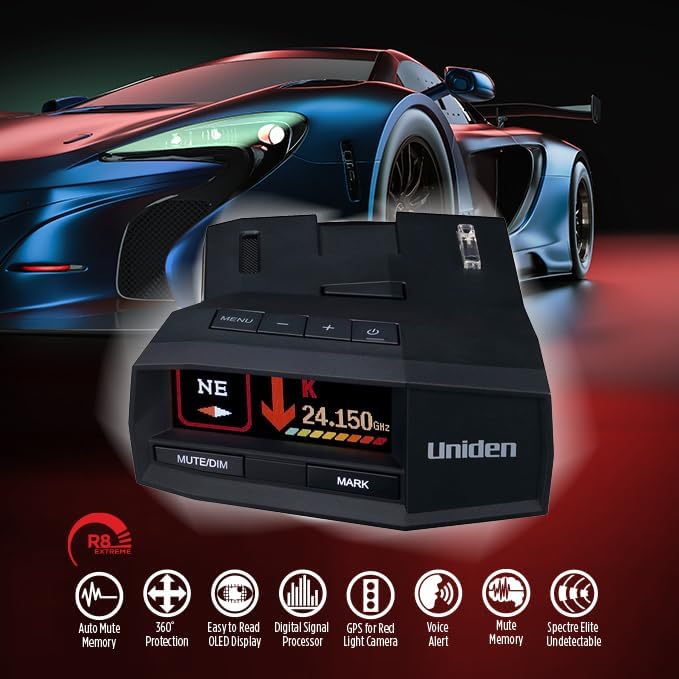 Uniden R8W Extreme Long Range Laser/Radar Detector, 360° Awareness, Directional - Image 9