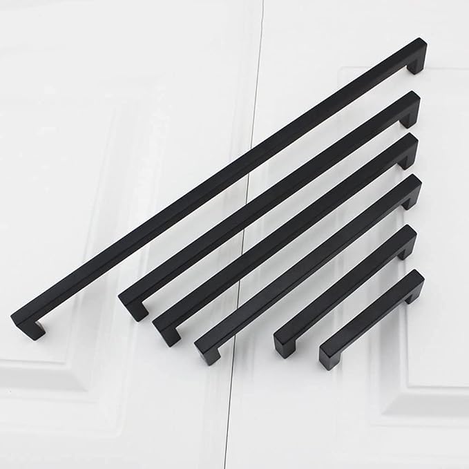 goldenwarm 3 Inch 200 Pack Matte Black Flat Square Bar Kitchen Hardware Closet - Image 8
