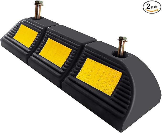 Parking Stopper for Garage Floor, Heavy Duty Rubber Car Wheel Curb Stoppers by Vacallity
