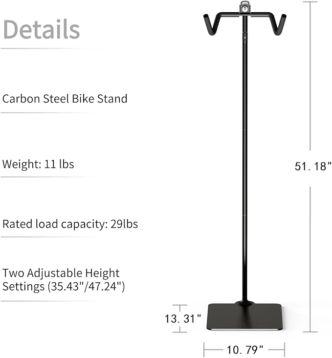 Rcool Carbon Steel Bike Stand, Adjustable 24-51in, Home Garage Parking Rack - Image 2