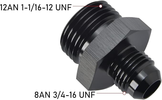 8AN Male Flare to 12AN 12 ORB O-ring Boss Fuel Rail Adapter Fitting Aluminum - Image 2