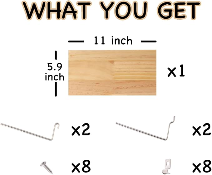 Shelves for PegBoard, Pine Wooden Pegboard Shelf Wall Organizer, Wooden Board - Image 3