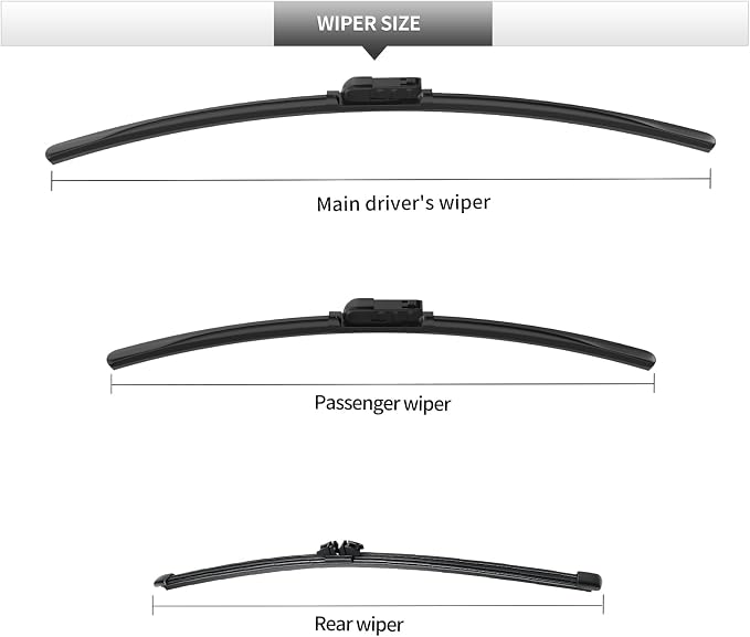 Replacement for BMW X7 Windshield Wiper Blades, 3 Pieces of Car Front and Rear - Image 3