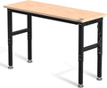 WORKPRO 60" Adjustable Workbench, Rubber Wood Top Heavy-Duty Workstation by WORKPRO