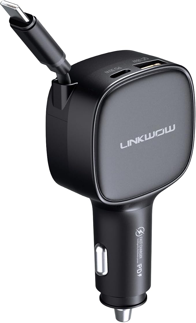 84W Max Retractable Fast Car Charger by Unknown