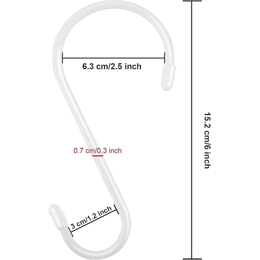 24 Pack 6 Inch White S Hook, Large Vinyl Coated S Hooks - Image 2
