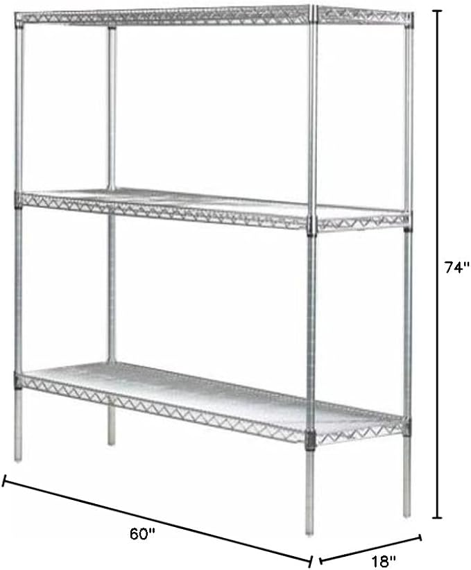 Omega 18" Deep x 60" Wide x 74" High 3 Tier Chrome Starter Shelving Unit - Image 2