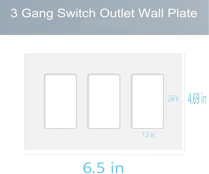 3-Gang Screwless Decorator Wall Plate Cover Switch Outlet Electrical Faceplate - Image 2