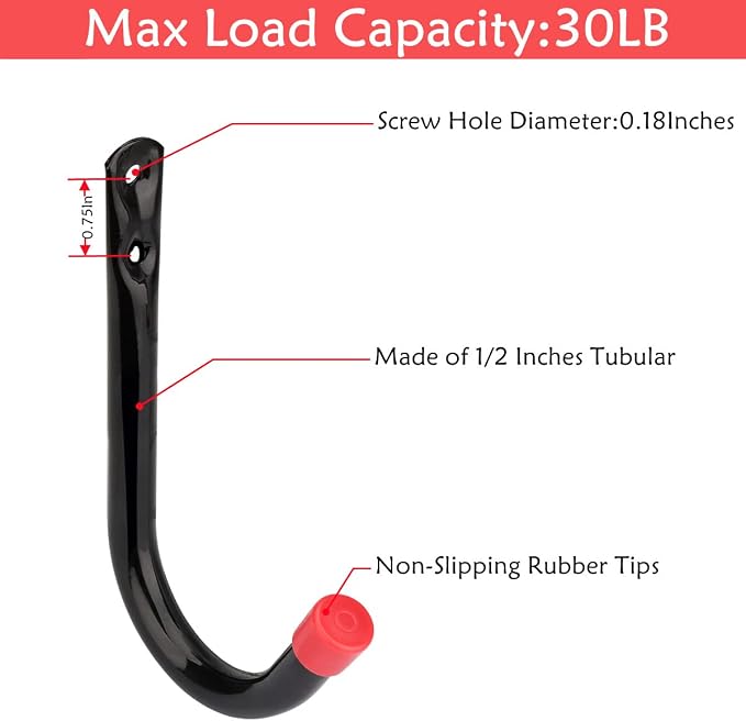 Garage Storage J Utility Hook, 8 Pack Heavy Duty Wall Mounted Hanging Hooks - Image 3