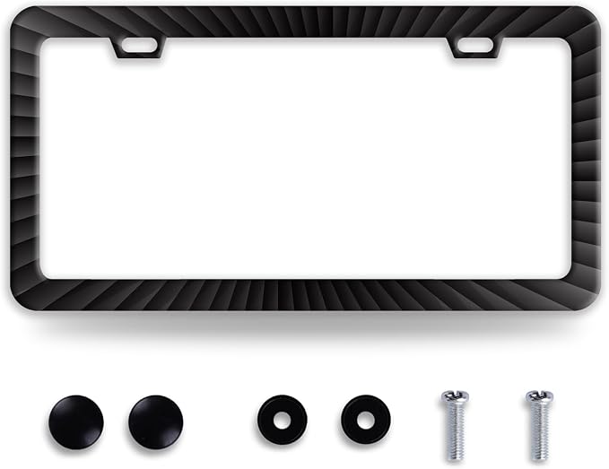Black Geometric Shapes License Plate Frame Funny Radioactive Visual License by BRAGHRTED