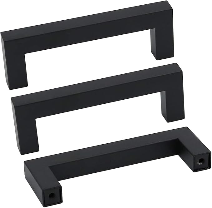 goldenwarm 3 Inch 60 Pack Matte Black Flat Square Bar Kitchen Hardware Closet - Image 9
