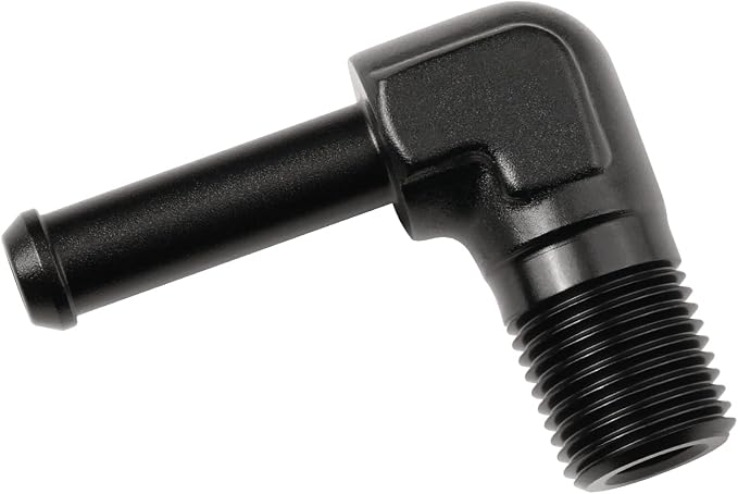 1/8 NPT Male to 1/4" Hose Barb Fitting Adapter 90 Degree Elbow Aluminum Black by Podavelle