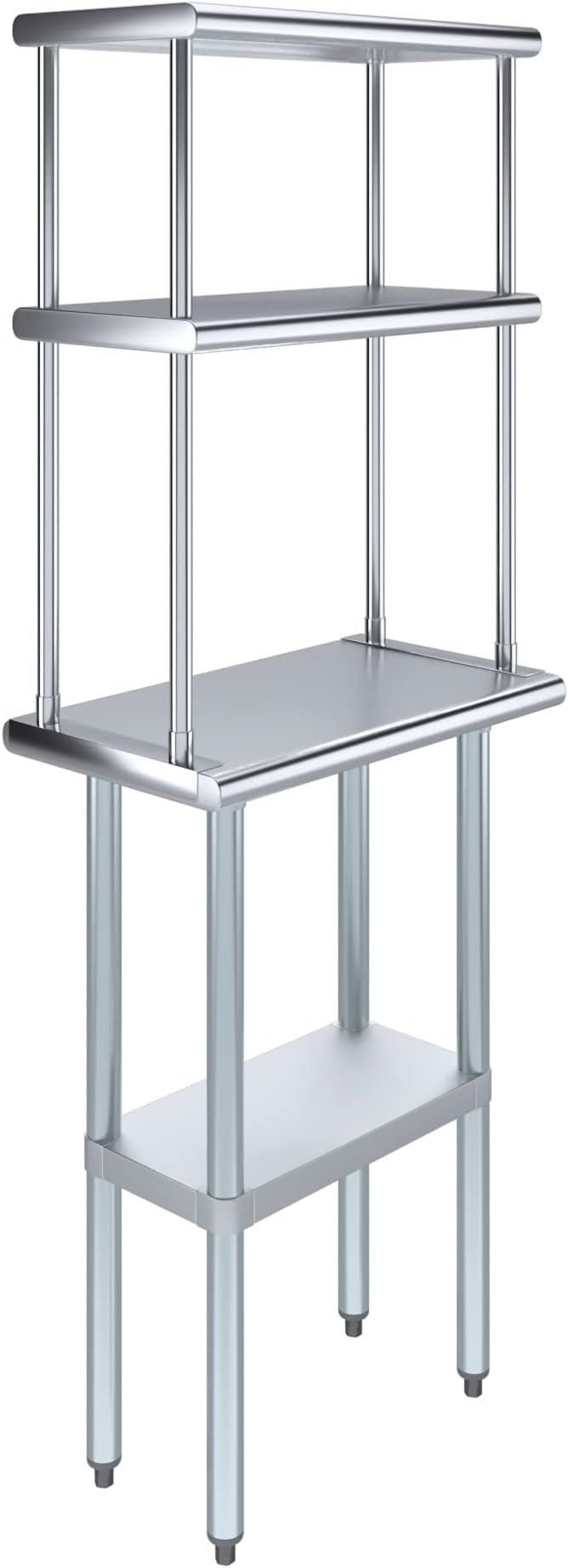 Amgood Stainless Steel Work Table Double Tier Overshelf | NSF by AmGood