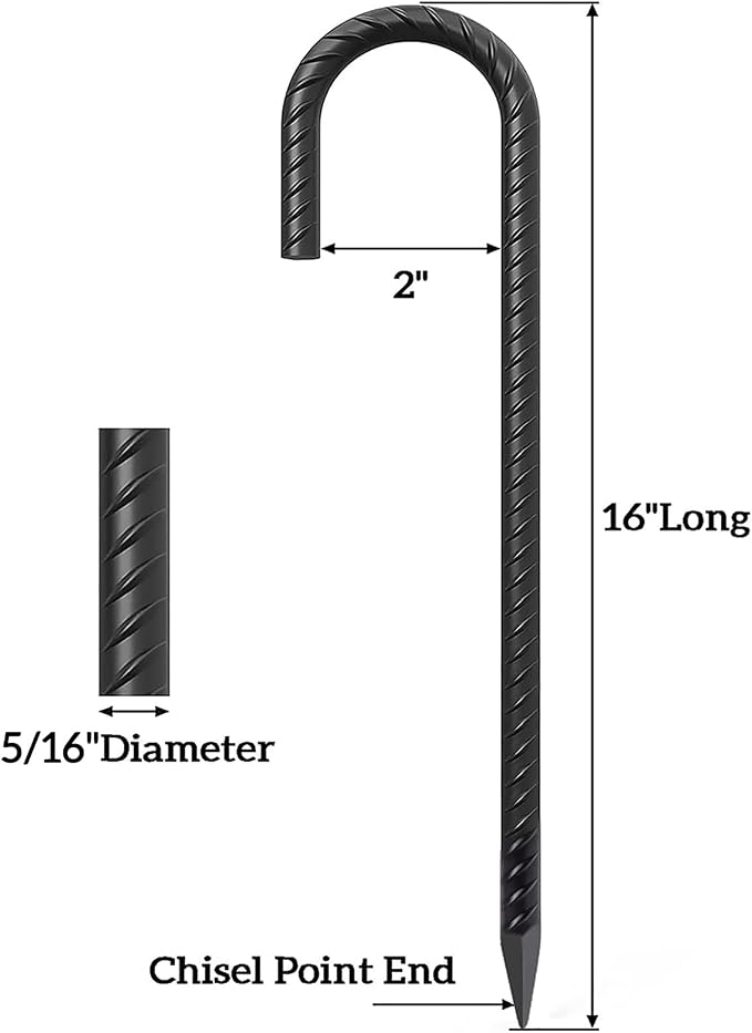 VVOKGO Rebar Stakes 16 Inches J Hook Heavy Duty Chain Link Fence Stakes - Image 2