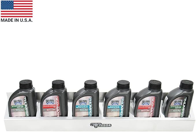 Pit Posse 304 Six Quart Oil Can Rack Holder 32" Caddy Wall Hanger Aluminum Shelf - Image 2