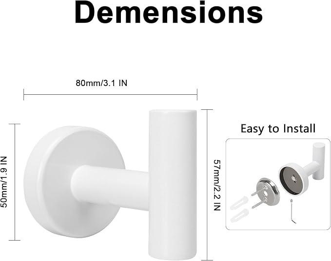 NearMoon Bath Towel Hooks- SUS 304 Stainless Steel Robe Hook Holder, Heavy Duty - Image 5