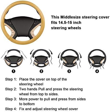 Haokay Heavy Duty Pure Cowhide Steering Wheel Cover, Genuine Leather Steering - Image 5