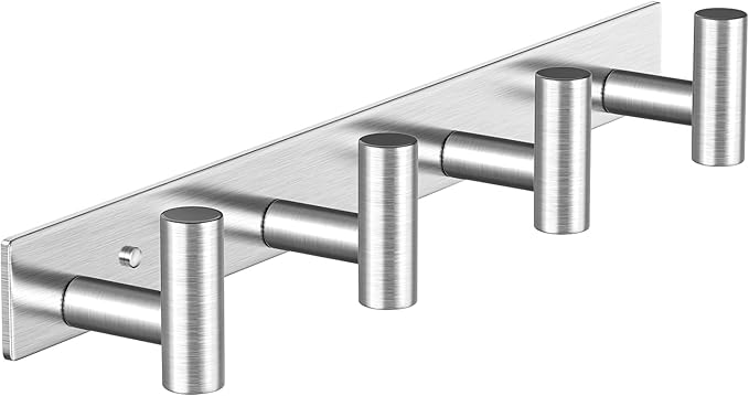 Wall Mounted Coat Rack-4 Hooks, Heavy Duty Stainless Steel Hook Rail by VINHOLD