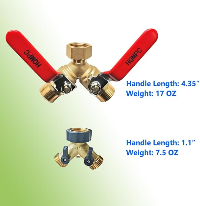 HQMPC Garden Hose Y Valve Splitter Brass Hose Splitter - Image 4
