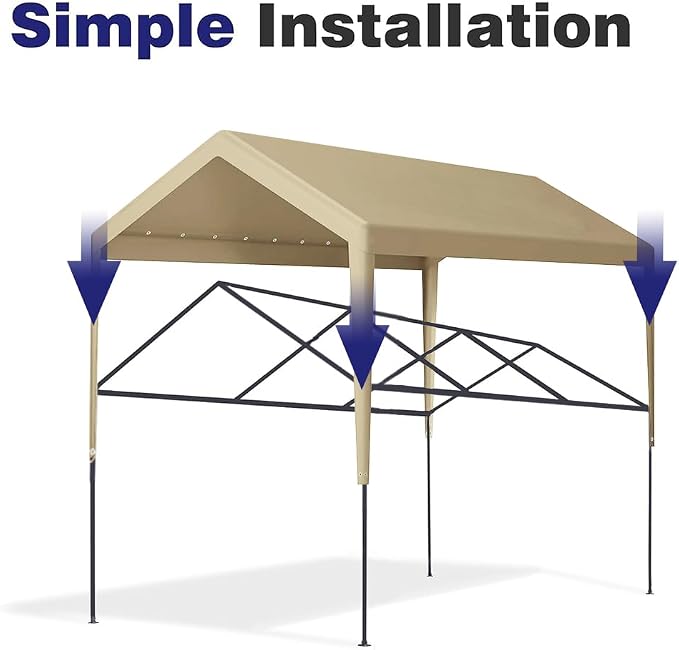 Rutile 10 x 20 FT Carport Replacement Cover, Heavy Duty Car Tarp Canopy Tent - Image 7