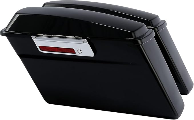 XFMT Motorcycle Vivid Black Hard Saddlebags Saddle Bags Trunk W/Lids & Latches - Image 2