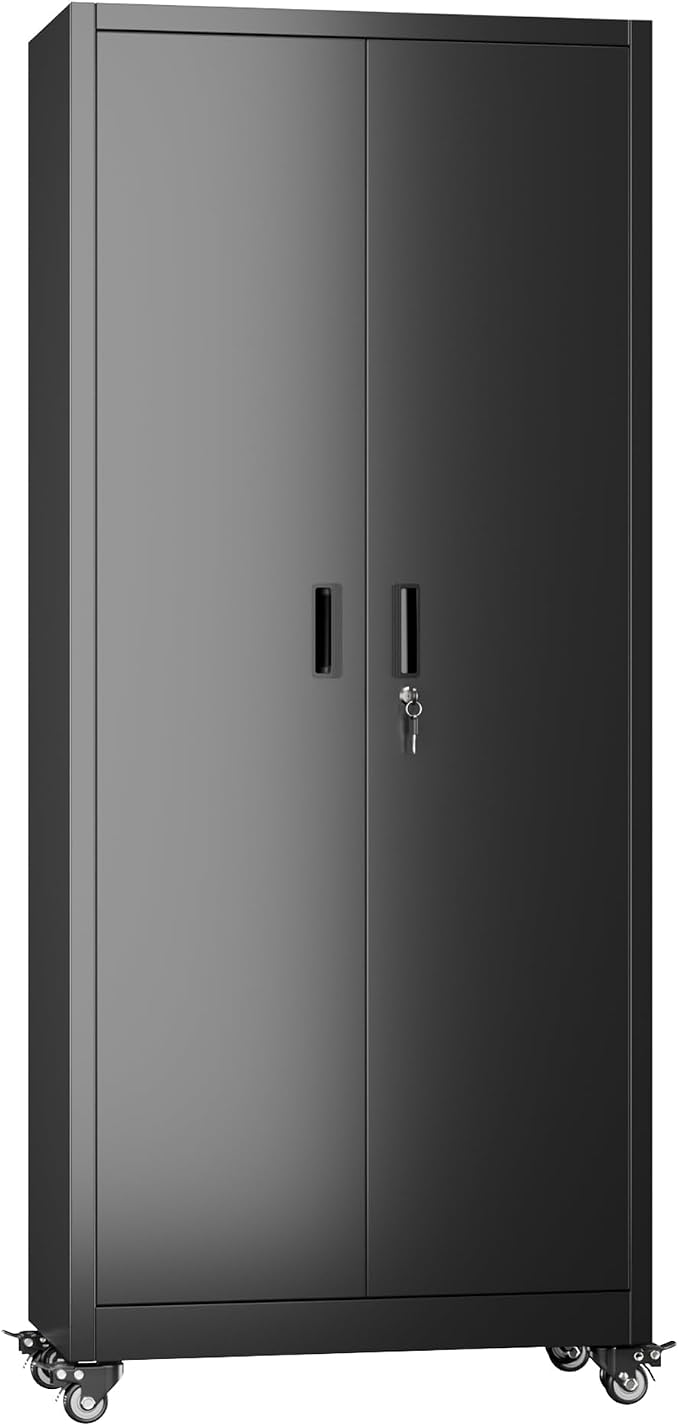 Garage Storage Cabinet with with Pegboard and Wheels, Tool Storage, Home Office - Image 8