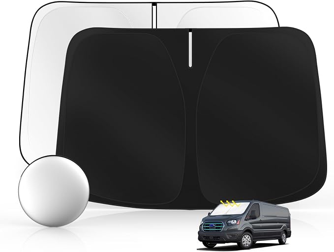 Windshield Sun Shade for Ford E-Transit 2022-2025 2026 Foldable Sunshade Custom by SULAGIWINDSHIELDSUNSHADE