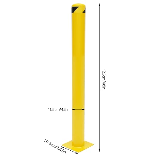Safety Bollard Post 48'' Height Bollard Post Yellow Steel Pipe Parking Barrier - Image 2