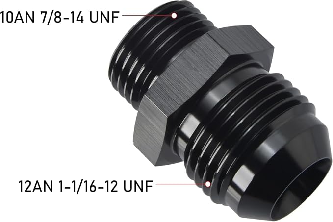 12AN Male Flare to 10AN ORB O-ring Boss Fuel Pump Rail Adapter Fitting Aluminum - Image 2