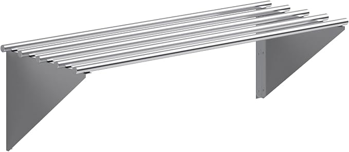 AmGood 18 in. x 48 in. NSF Stainless Steel Tubular Wall Shelf | Heavy-Duty by AmGood