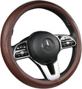 Cowhide Steering Wheel Cover Heat Resistant Anti-Slip Car Wheel Wrap Compatible by AEVEA