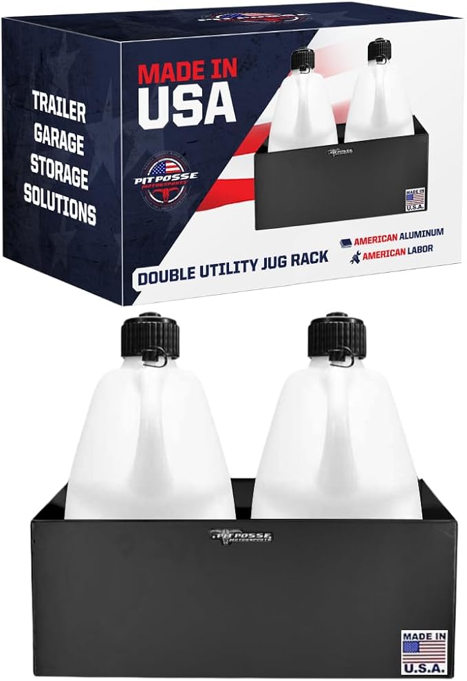 Pit Posse 430BK Double Utility Fuel Jug Rack Holder Shelf 23" Fits 2 Five by PITPOSSEMOTORSPORTS