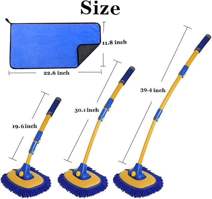 Car Wash Brush with Long Handle, Microfiber Towels Car Wash Kit Cleaning - Image 3