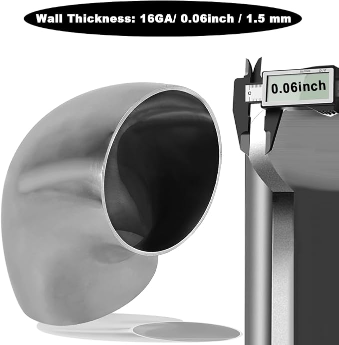 OD 1.5 Inch 90 Degree SS304 Stainless Steel Bend Tube Exhaust Elbow Pipe - Image 3